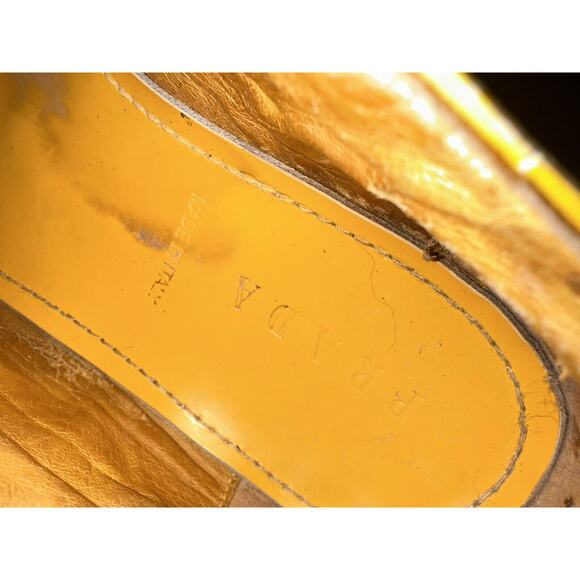 Prada Men's Shoes Brogue Us 9 Patent Leather‎ Yellow Blue Wingtip Oxford  M169 - Picture 12 of 16